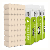 10 Rolls 4-Ply Soft Household Toilet Paper Tissue Natural Pulp Paper Rolls Strong Water Absorption Rapid Dissolving Toil