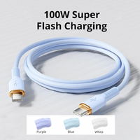 100W Type-C to Type-C Fast Charging Cable 6A Super Charge Silicone USB-C Data Cable for Android Phones 1m 2m
