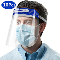 10Pcs Anti-fog Transparent Plastic Full Face Shield Protective Face Mask Anti-Spitting Splash Facial Cover With Forehead