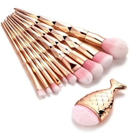 11PCS Mermaid Makeup Brush Set Fishtail Shaped Make Up Tools