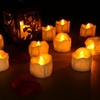 12 Pcs/Lot Led Yellow Flicker Drop Tear Candle Tealight Electronic Flameless Candle Romance Lamp Flameless Candles Teali