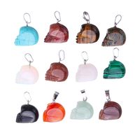 12pcs Natural Stone Carved Varieties Quartz Crystal Skull Carving Reiki Healing Stone Pendant