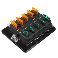 12V-32V 10 Way Blade Fuse Connector Box Holder 5-30A with LED Warning Light Kit Set For Car Boat