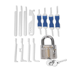 13PCS Lock Picking Practice Kit Transparent Padlock 4 Comb Style Picks 4 Single Hook Tools Stainless Steel ABS Handles I