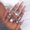 14 Pcs Retro Turtle Heart Finger Ring Set