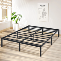 14inch Queen Size Black Iron Bed Frame with Easy Assembly Sturdy 1500lbs Capacity Optimal Storage Space DIY Headboard Op