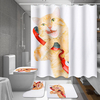 150/180X180CM Cat Bathroom Waterproof Shower Curtain With 12 White C-shaped Plastic Hooks