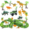 153Pcs Dinosaur Railway Car Track Racing Track Toys Set Bend Flexible Race Track Flash Light Car Educational Toys for Ki