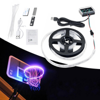 1.5M Basketball Rim Net Hoop Sensor Activated 12 Flash Mode USB Colorful LED Strip Light Kit DC5V
