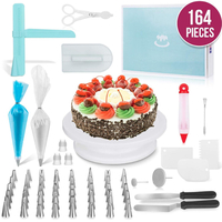 164PCS Cake Shovel Decorating Turntable Cake Making Braking Icing nozzles Mould Spatula Bags Tools Set Kit Multi-color S