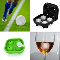 1PC Football Series 4 Compartments Ice Mold Shape Tray Shape 3D Ice Cube Mold Silicone Maker Summer 3D Ice Cube Mold Whi