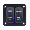 2 Gang DC12V-24V LED Light Circuit Rocker Switch Panel Blue Light for Car Boat