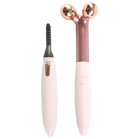 2 in 1 Electric Face Massage Roller Heated Eyelashes Curler Multifunction
