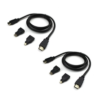 2 PCS 1.5m HD Video Cable 150cm for HDMI-A Standard Wire Mini HDMI-C Micro HDMI-D Connector Adapter Combo for HDMI FPV G