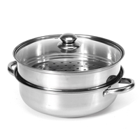 2 Tier Stainless Steel Steamer Induction Compatible Cookware Pot Kitchen Tool