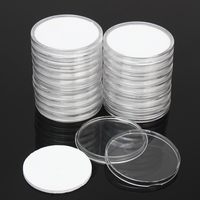 20Pcs Plastic Round Coin Holder Portable Storage Case Boxes Container 5 Size Pad