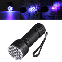 21 LEDs uv395 Portable Aluminum UV Ultra Violet Flashlight Mini Violet Torch Currency Detector Lamp Blacklight Light