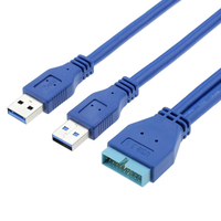 25cm Dual USB 3.0 to 20Pin Adapter Data Cable for Motherboard Expansion