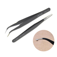2pcs / Set Muti-funtion Anti-static Elbow and Straight Stainless Steel Tweezer Cake Plier Sugarcraft Tool for Kicthen Ba