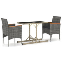 3 Piece Garden Dining Set Gray