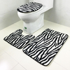 3 Sets Toilet Seat Zebra Pattern Carpet Fabric Printing Bathroom Mat Non-slip Floor Mat