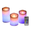 3Pcs Carved Flameless Votive Candles LED Remote Control Candle Timer Color Changing