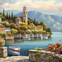 40X50CM Frameless Romantic Harbour Canvas Linen Canvas Oil Painting DIY Paint By Numbers