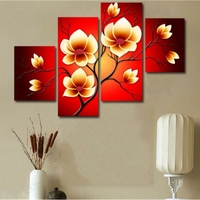 4PCS Modern Abstract Oil Paintings Flowers Huge Wall Decor Art On Canvas No Frame