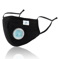 5 Pcs 5-layer Adult Spring Model With Breathing Valve Full Black Protective Mask PM2.5 Pluggable Filter Respirator Fine