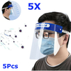 5Pcs Transparent Adjustable Full Face Shield Plastic Anti-fog Anti-spit Protective Mask