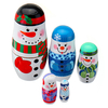 5Pcs/Set Christmas Wooden Russian Nesting Dolls Snowman Decorations Eve For Kid Gift