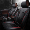 6D Full Surround Black&Red Front+Rear PU Leather Car Seat Cover Set For 5 Seat Car