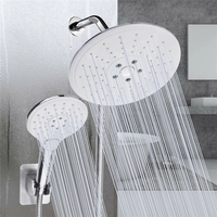 6Pcs Rainfall Shower Head Combo Setting Large Angle-adjustable Shower Set Square Round Water-saving Pressurized Top Spra