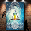 7 Chakra Wall Hanging Tapestry Indian Blue Tone Bedspread Bedding