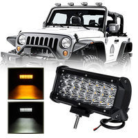 7 Inch 72W LED Work Light Bar Dual Color Strobe Flash Driving Fog Lamp White+Amber Waterproof for Offroad SUV ATV Truck