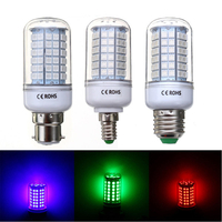 7W E27 B22 E14 5050 SMD Non-dimmable LED Corn Light Bulb Spot Lamp Red Green Blue AC110V