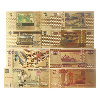 8PCS/Set Russia Rubles Banknote Golden Paper Poster Money Russian Crafts