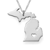 American Michigan State Map Stainless Steel Unisex Silver Plated Necklace