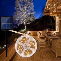 ARILUX® 0.7W Solar Powered SMD2835 8 Modes RGB Warm White Waterproof LED Holiday Strip Light DC2V