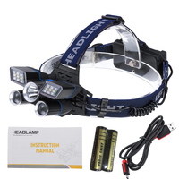 BIKIGHT TD118 2500LM 5LED Rechargeable White Red Blue Light LED Headlamp Headlight Head Torch Flashlight Work Light With