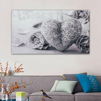 Black And White Heart Canvas Wall Art Picture Print Modern Home Decorations