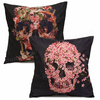 Black Flower Skull Cotton Velvet Throw Pillow Case Cushion Cover Home Sofa Decor