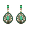 Bohemian Rhinestone Water Drop Pendant Ear Stud Piercing Earrings Clothing Accessories for Women