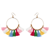 Bohemian Sector Shape Tassel Pendant Big Hoop Dangle Earring