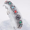 Bohemian Silver Ruby Bracelet Ancient Coin Shape Multicolor