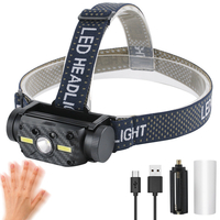 BORUIT 10W 800LM L2+2xCOB Headlamp Power Display 10 Modes USB Charging Sensing Cycling Night Warning Light