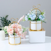 Bowknot Shape Modern Ceramic Planter with Iron Gold Shelf White Porcelain Flowerpot Home Decor Water Planting Vase witho