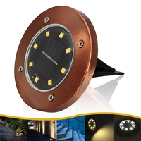 Bronze 8 LED Solar Light Buried Ground Lamp Light Sensor Solar Garden Light Outdoor Path WayDeck