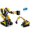 CaDA Rock Man DIY 2 In 1 2.4G Smart RC Robot Block Building Excavator Digger Assembled Robot Toy