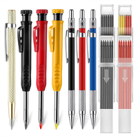 Carpenter Pencil Set with Deep Hole Marker Built-in Sharpener and Carbide Scribe Marking Tool for Woodworking Marking Me